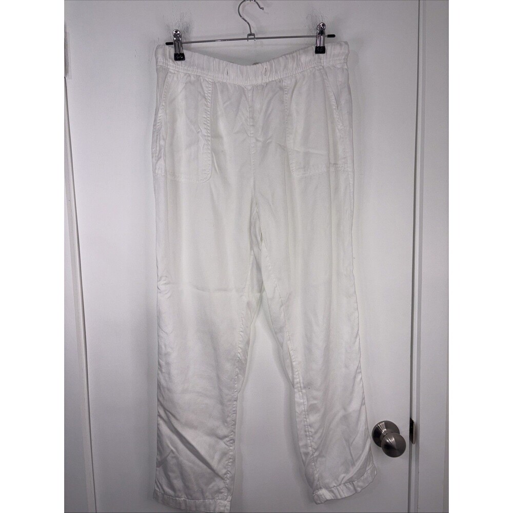 Cynthia Rowley Large Women 100% Linen Straight Leg Pants Elastic Waist
